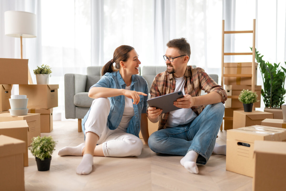 Couple moving into their new home