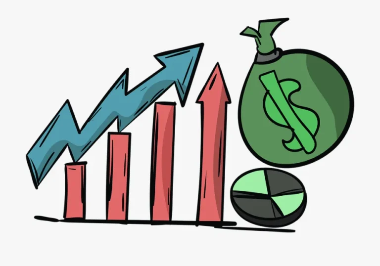 Illustration of a rising bar chart with a dollar symbol