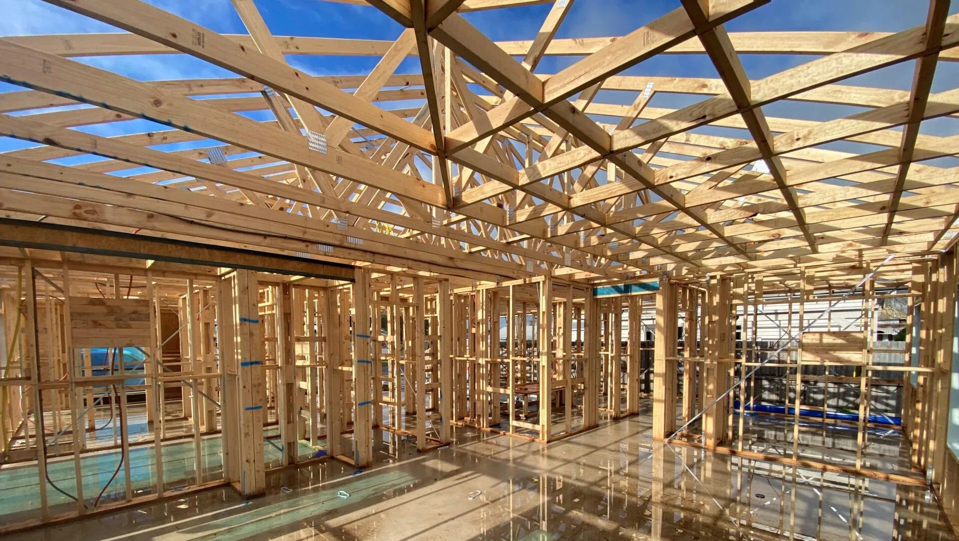 Timber frame of a new home under construction
